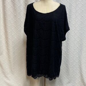 NWT Faded Glory Size 4X Black  Lace Top stretch casual comfy dressy curvy